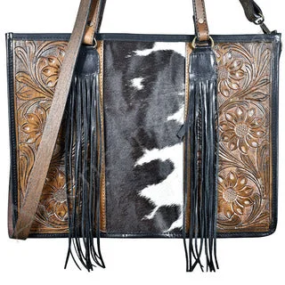 Tote Bag For Everyday Use American Darling Hide Tooled Fringe Purse