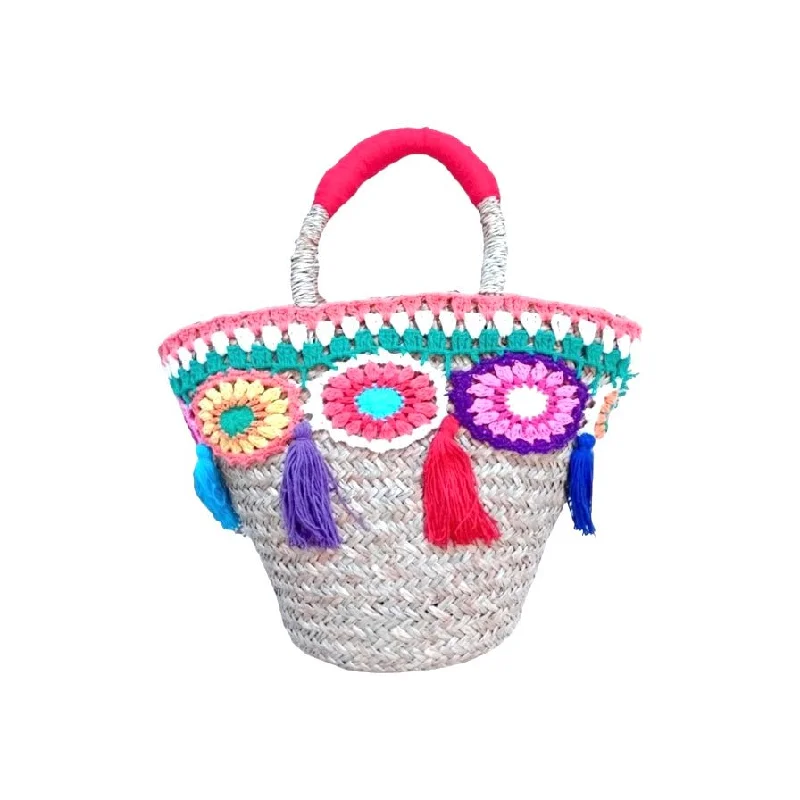 Spring Fashion FLOWER PATCHES CROCHET BEACH BAG