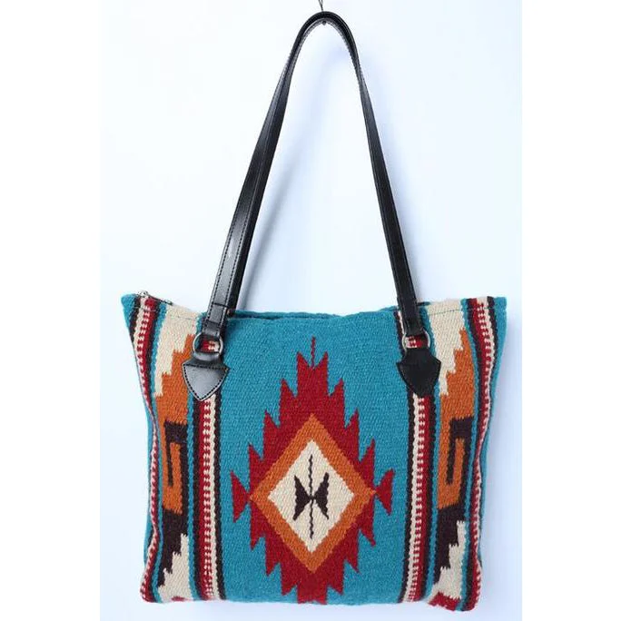 Bag For Modern Fashion Turquoise and Rust Maya Wool Purse