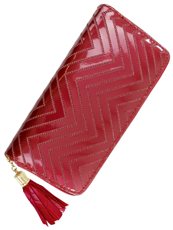 Stylish Bag For Women Metallic Chevron Pattern Womens Tassel Wallet