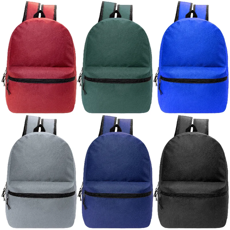 Luxury Bags For Professionals With Discounts 18.5" Basic Wholesale Backpack in 6 Colors - Bulk Case of 24