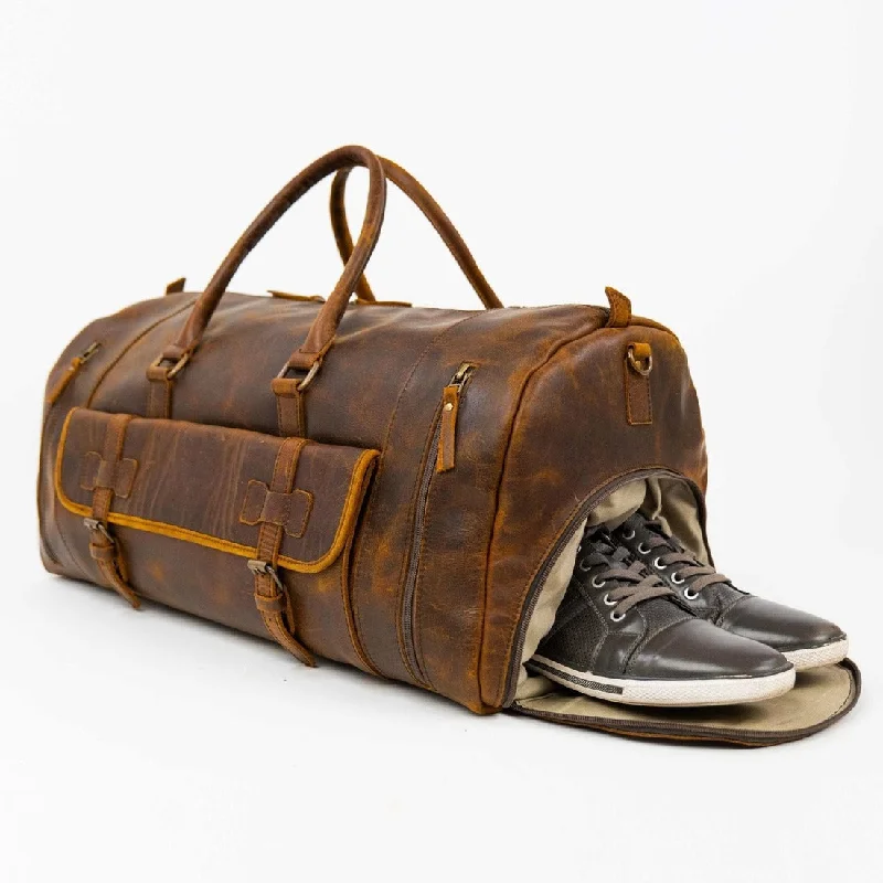 Odor-Resistant And Budget Bags Alpha 46L Leather Duffle - Brown