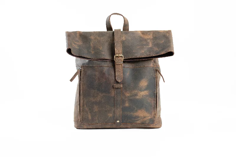 Luxurious Bags With Limited-Time Offers Brown Foldover Leather Backpack