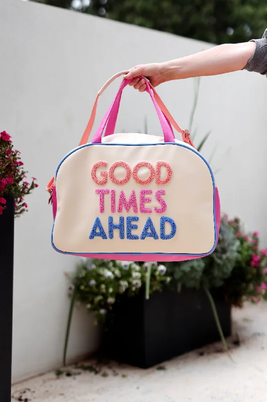 Spacious And Discounted Bags Duffle Bag - Good Times Ahead (Cream/Coral/Pink/Blue)