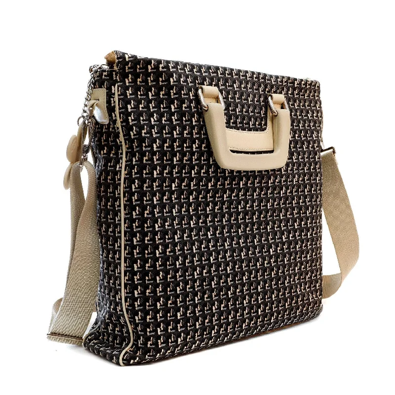 Bag For Modern Fashion Chanel Black & Beige Canvas Tote w/ Clover Charm
