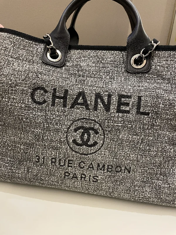 Eco-Friendly Bags With Promotions Chanel Deauville Shopper Tote Grey/ Black Canvas Eco-Friendly Bags With Promotions Chanel Deauville Shopper Tote Grey/ Black Canvas