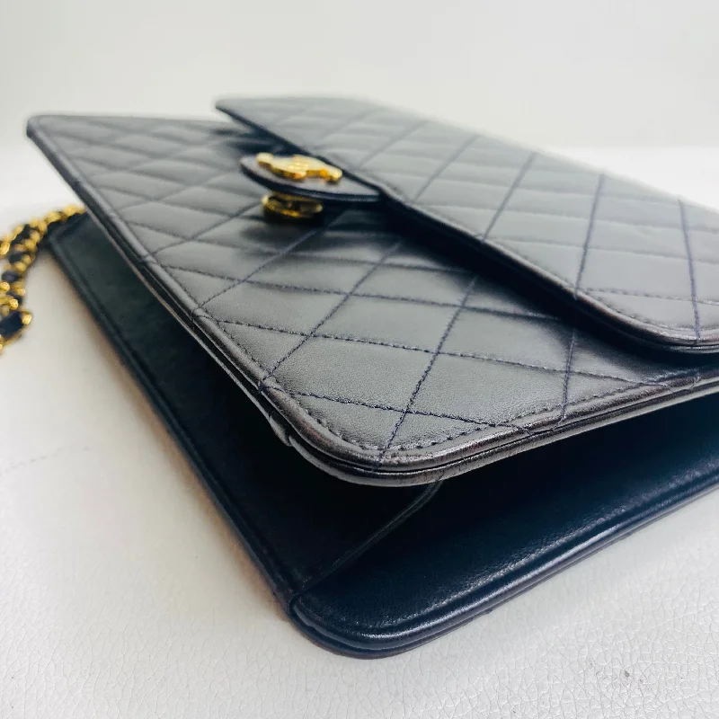 Seasonal Clearance Bags For Summer CHANEL Vintage Black Quilted Lambskin Leather Medium Single Chain Flap Bag in NEW CONDITION