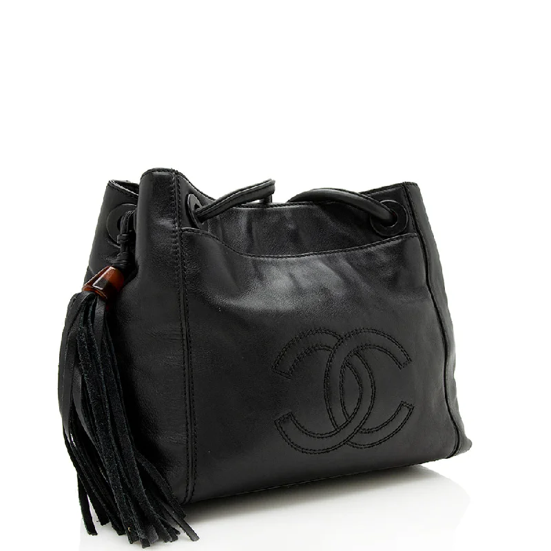 Functional Bags For Busy Moms And Dads Chanel Vintage Leather CC Tassel Shoulder Bag (SHF-12835)