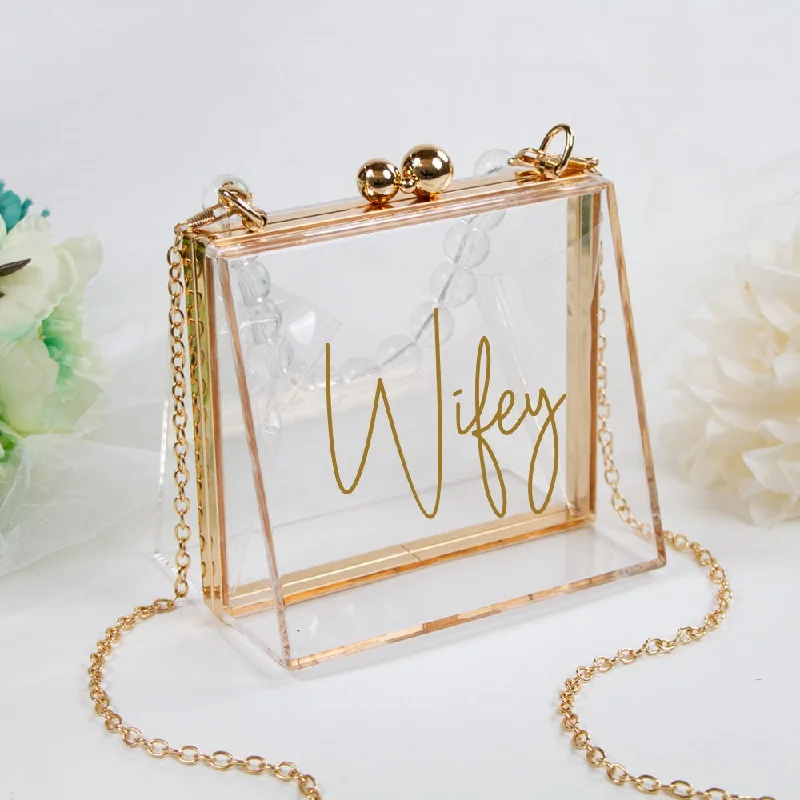Bags With Tsa-Approved Features Personalized Clear Box Clutch