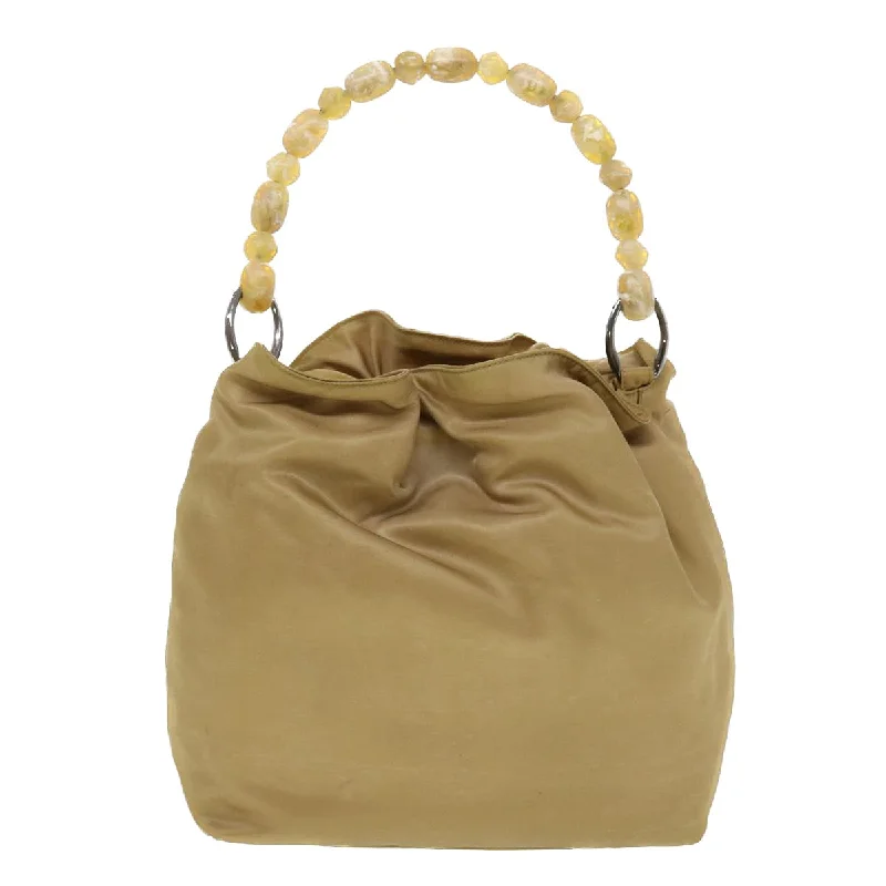 Minimalist Leather Bag For Modern Aesthetics CHRISTIAN DIOR Maris Pearl Shoulder Bag Nylon Beige Auth bs5278