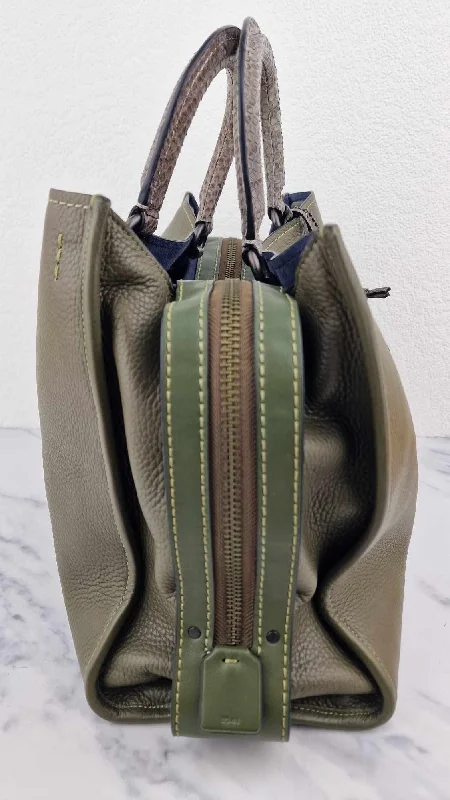 Stylish Yet Affordable Bags Coach 1941 Rogue 36 in Army Green Olive with Genuine Snakeskin Handles - Shoulder Bag Handbag - Coach 58965