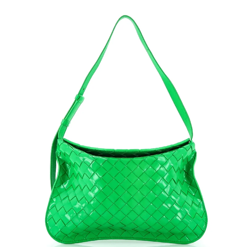 Office Professionals Fold Over Flap Hobo Intrecciato Patent Small