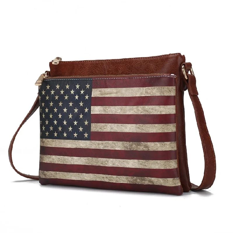 Bags With Seasonal Sales Madeline Printed Flag Vegan Leather Women’s Crossbody Bag