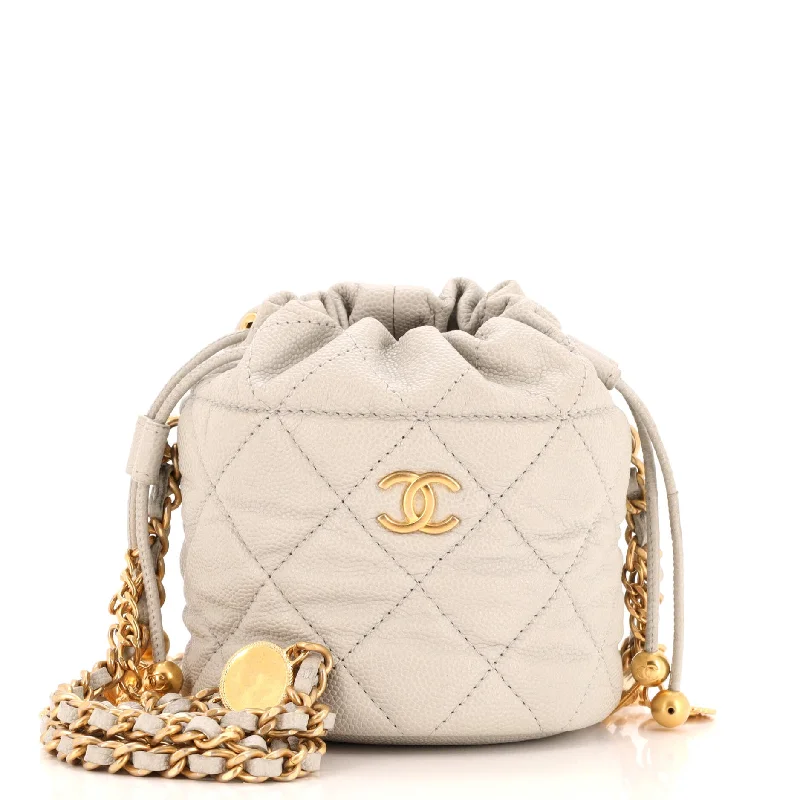Bag Deals Medallion Charms Drawstring Bucket Bag Quilted Caviar Mini